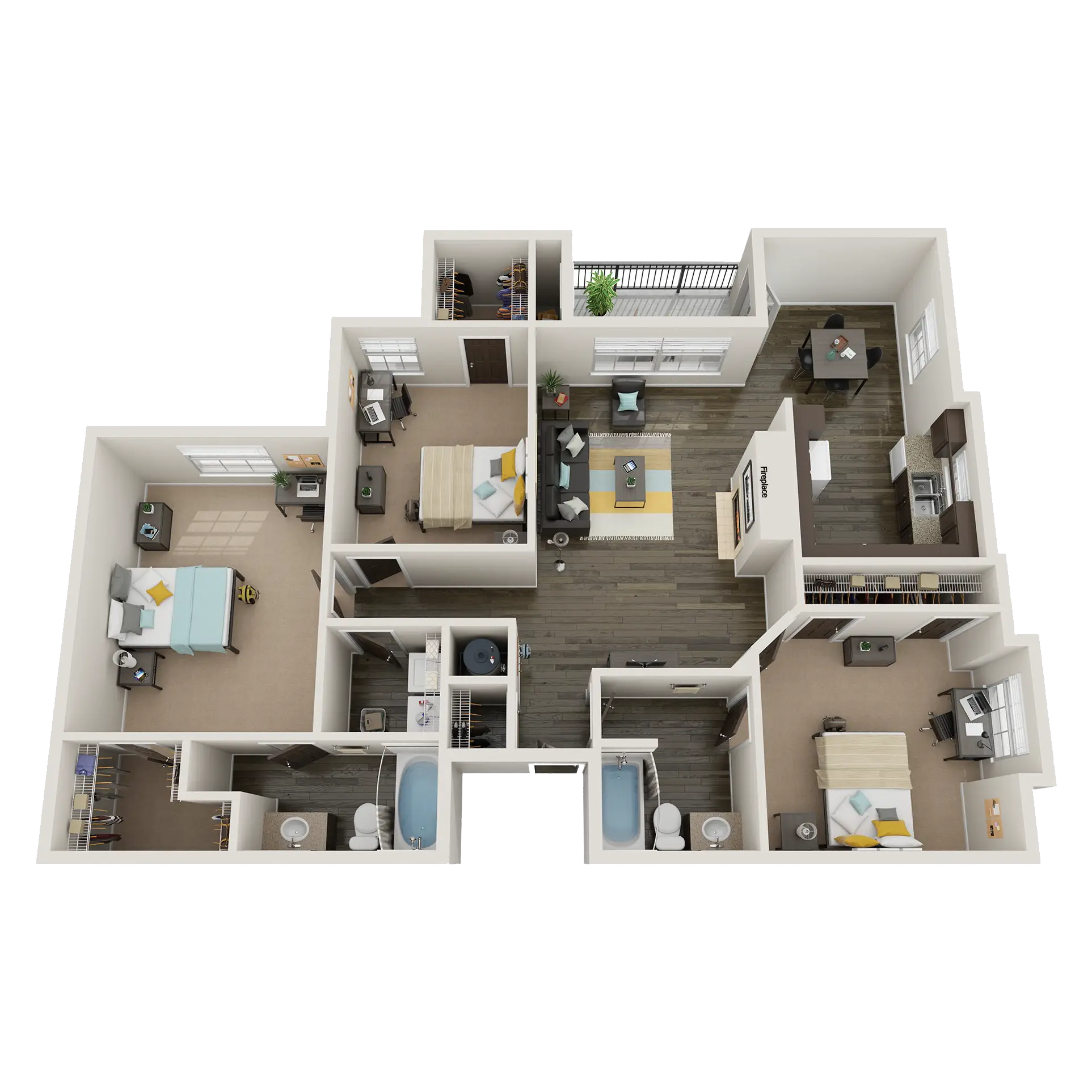C2 - 3 Bed  / 2 Bath - 1,385 sq. ft - Starting at $705